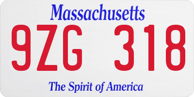 MA license plate 9ZG318