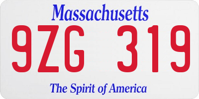 MA license plate 9ZG319
