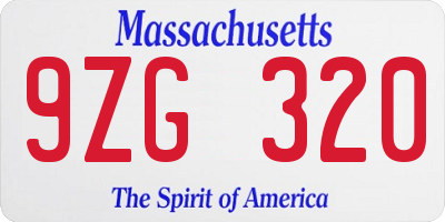 MA license plate 9ZG320