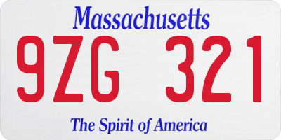 MA license plate 9ZG321