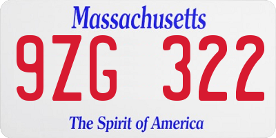 MA license plate 9ZG322