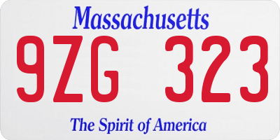 MA license plate 9ZG323