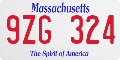 MA license plate 9ZG324