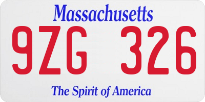 MA license plate 9ZG326