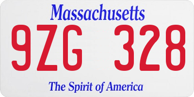 MA license plate 9ZG328