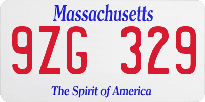 MA license plate 9ZG329