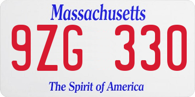 MA license plate 9ZG330