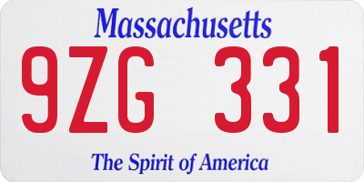 MA license plate 9ZG331