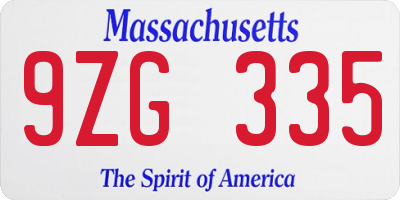 MA license plate 9ZG335