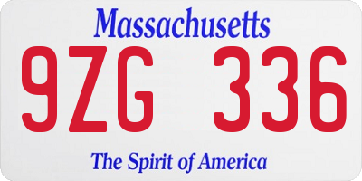MA license plate 9ZG336