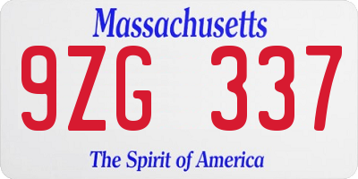 MA license plate 9ZG337