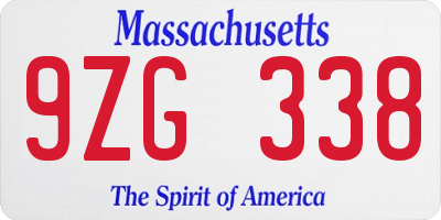 MA license plate 9ZG338