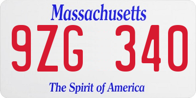 MA license plate 9ZG340