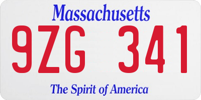 MA license plate 9ZG341