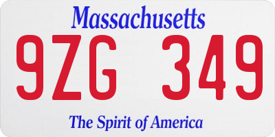 MA license plate 9ZG349