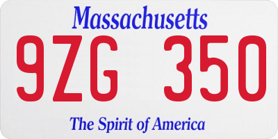 MA license plate 9ZG350