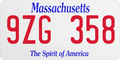 MA license plate 9ZG358