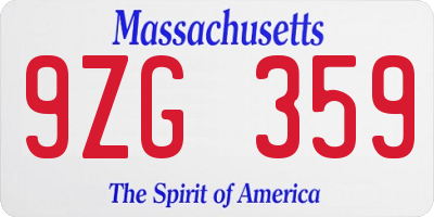 MA license plate 9ZG359