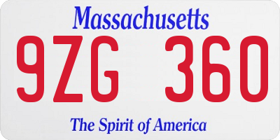 MA license plate 9ZG360