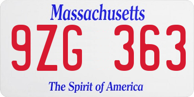 MA license plate 9ZG363