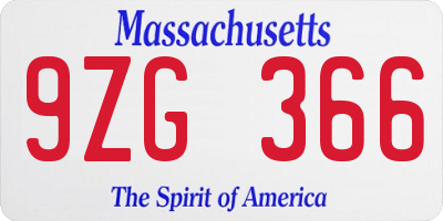 MA license plate 9ZG366