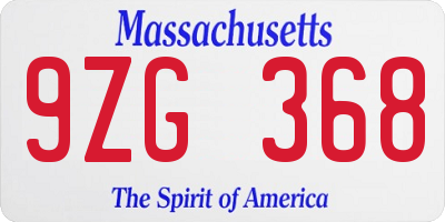 MA license plate 9ZG368