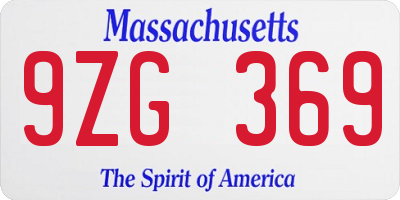 MA license plate 9ZG369