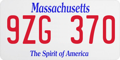 MA license plate 9ZG370