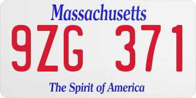 MA license plate 9ZG371