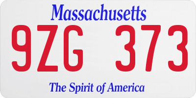 MA license plate 9ZG373