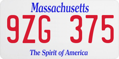 MA license plate 9ZG375