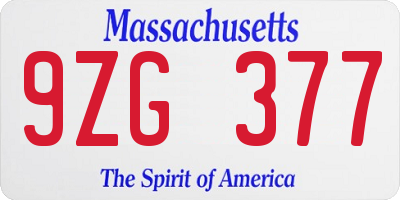 MA license plate 9ZG377