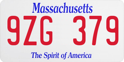 MA license plate 9ZG379