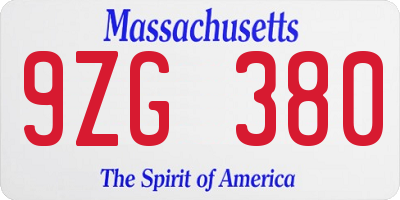 MA license plate 9ZG380