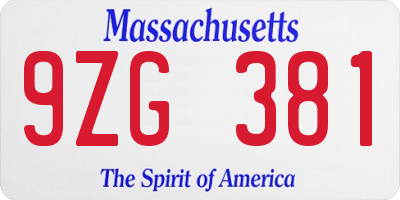 MA license plate 9ZG381