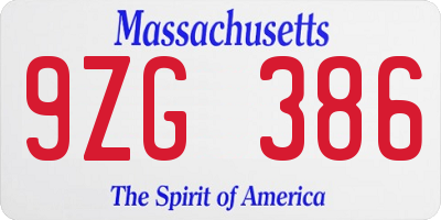 MA license plate 9ZG386