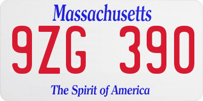 MA license plate 9ZG390