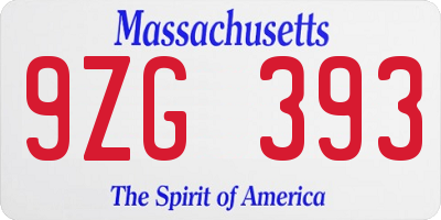 MA license plate 9ZG393