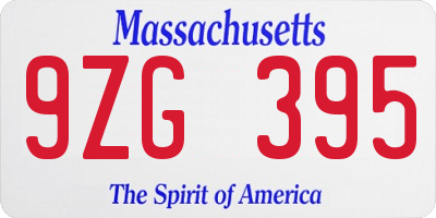 MA license plate 9ZG395