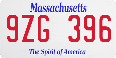 MA license plate 9ZG396