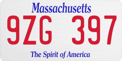 MA license plate 9ZG397