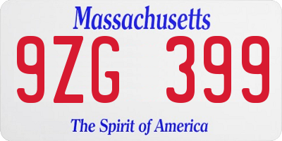 MA license plate 9ZG399