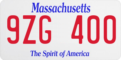 MA license plate 9ZG400