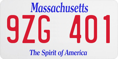 MA license plate 9ZG401