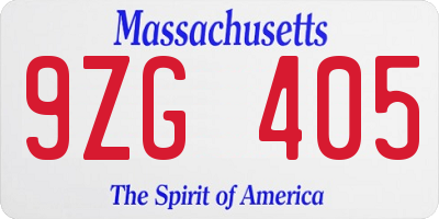 MA license plate 9ZG405
