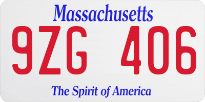 MA license plate 9ZG406