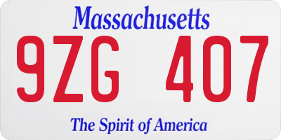 MA license plate 9ZG407