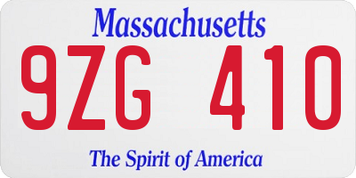 MA license plate 9ZG410