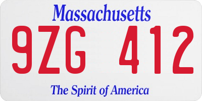 MA license plate 9ZG412