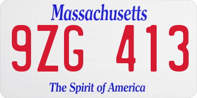 MA license plate 9ZG413